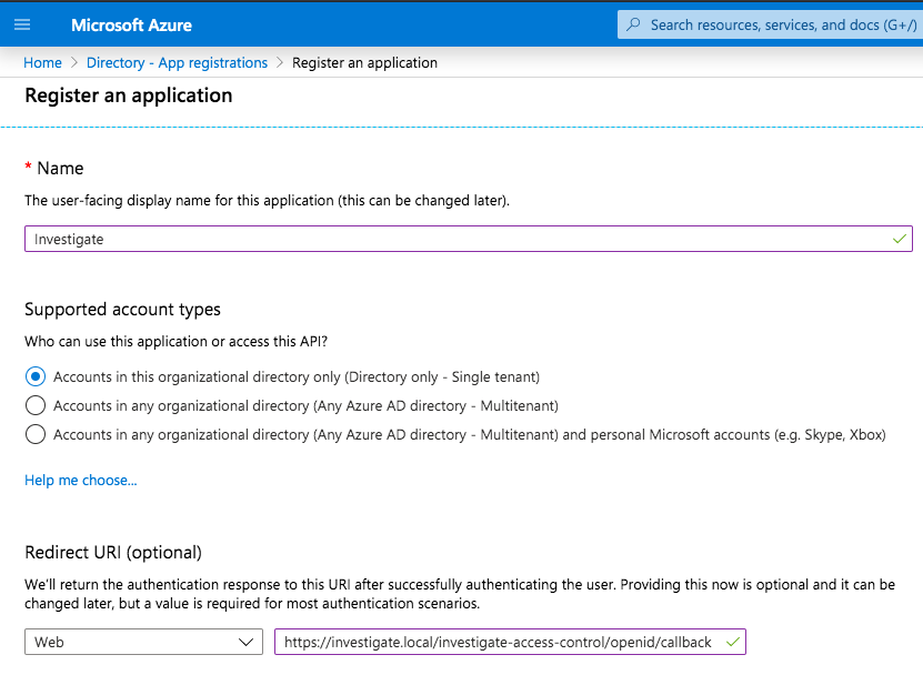 <em>New app Registration</em>