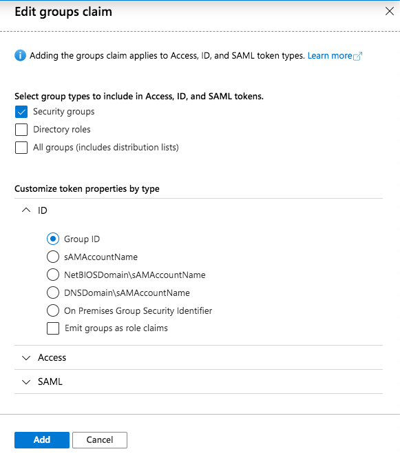 <em>Groups claim settings</em>