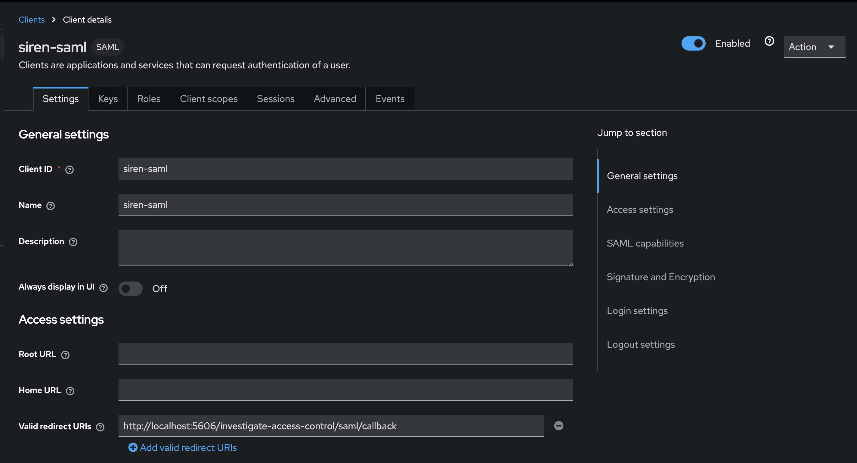 Configure keycloak client
