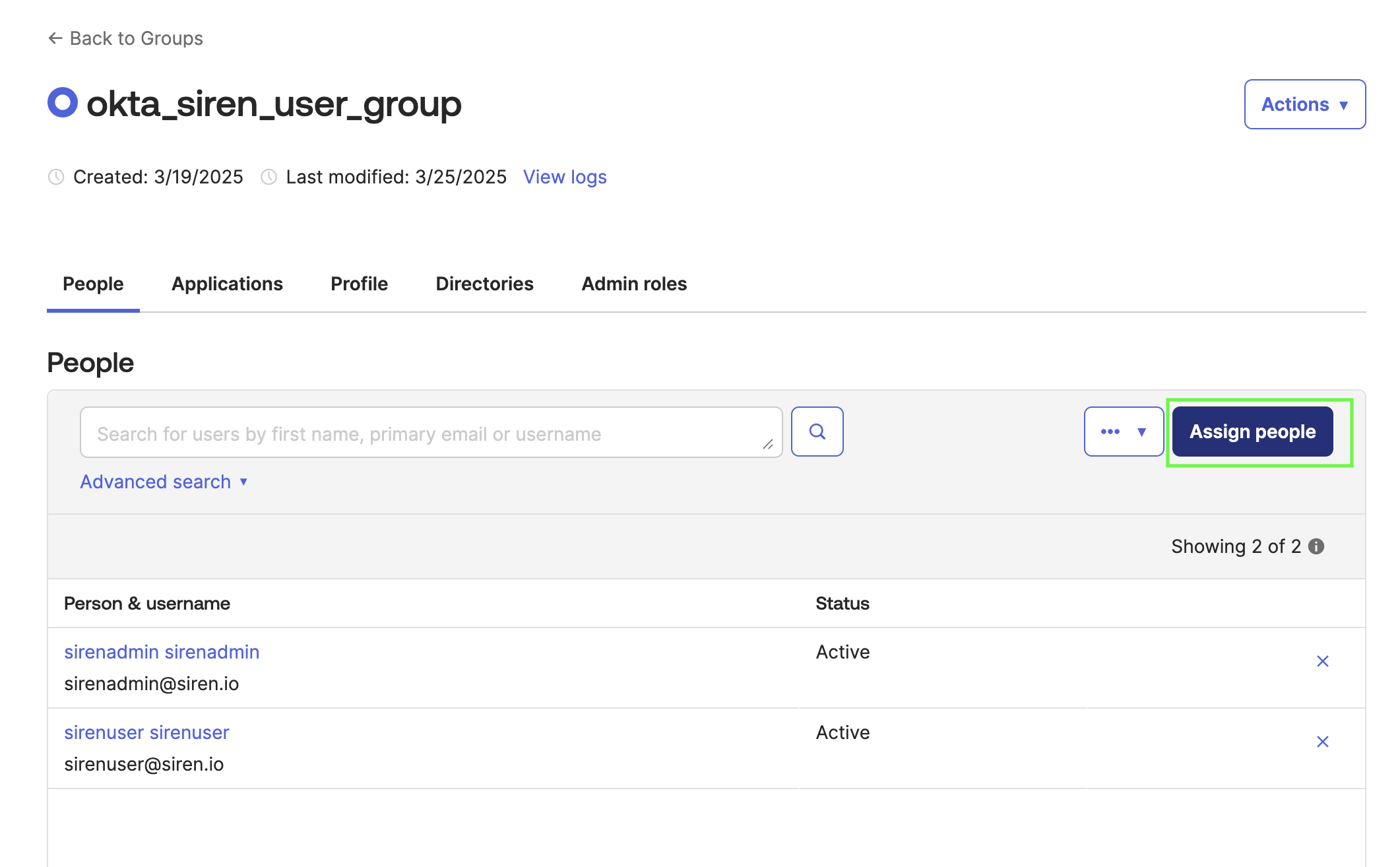 Assign people to groups